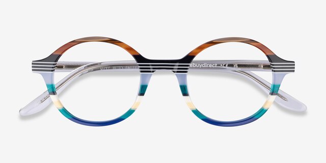 Love Wins Striped Multicolor AcetateEyeglass Frames from EyeBuyDirect, Closed View