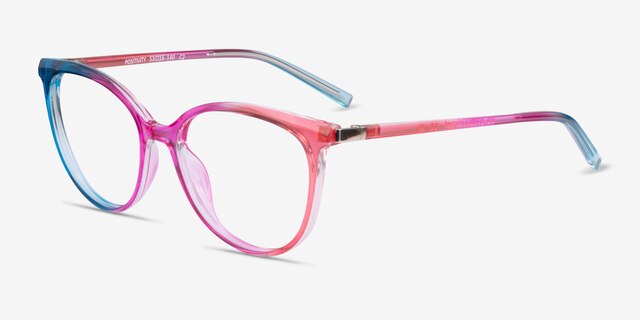 Positivity Purple Pink Rainbow PlastiqueMontures de lunettes de vue d'EyeBuyDirect, Vue d'Angle