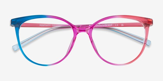 Positivity Purple Pink Rainbow PlastiqueMontures de lunettes de vue d'EyeBuyDirect, Vue Rapprochée