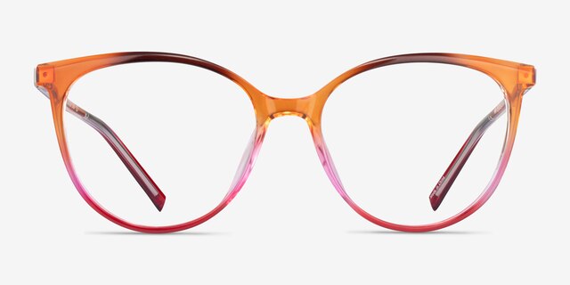 Positivity Orange Pink PlasticEyeglass Frames from EyeBuyDirect, Front View