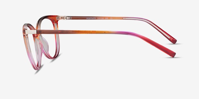 Positivity Orange Pink PlasticEyeglass Frames from EyeBuyDirect, Side View