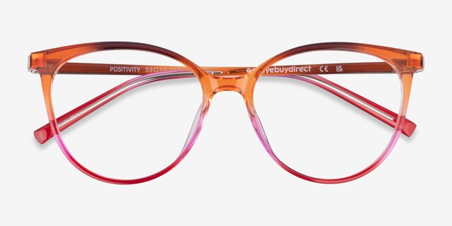 Positivity Orange Pink PlasticEyeglass Frames from EyeBuyDirect, Closed View