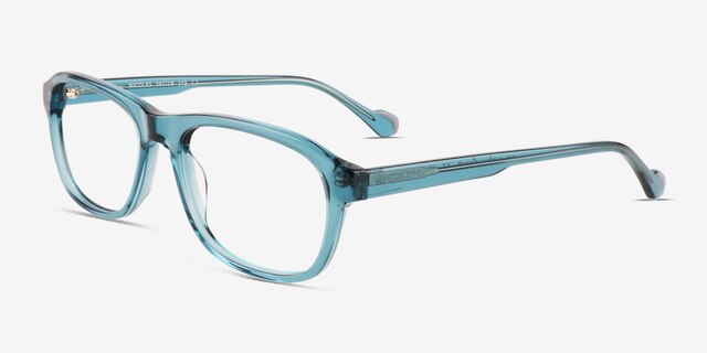 Nicolas Clear Blue Green AcetateEyeglass Frames from EyeBuyDirect, Angle View