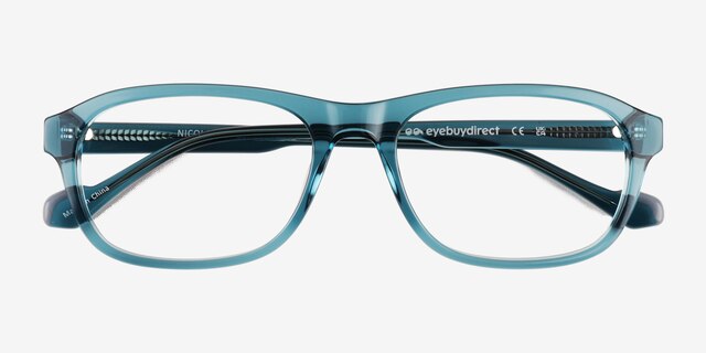 Nicolas Clear Blue Green AcetateEyeglass Frames from EyeBuyDirect, Closed View