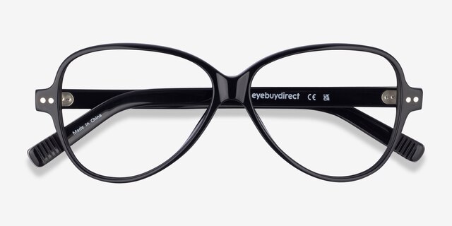 Shea Black AcetateEyeglass Frames from EyeBuyDirect, Closed View
