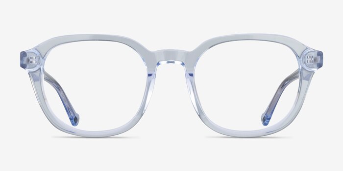 Justin Clear Blue Acetate Eyeglass Frames from EyeBuyDirect