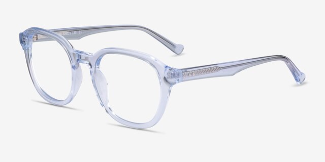 Justin Clear Blue AcetateEyeglass Frames from EyeBuyDirect, Angle View
