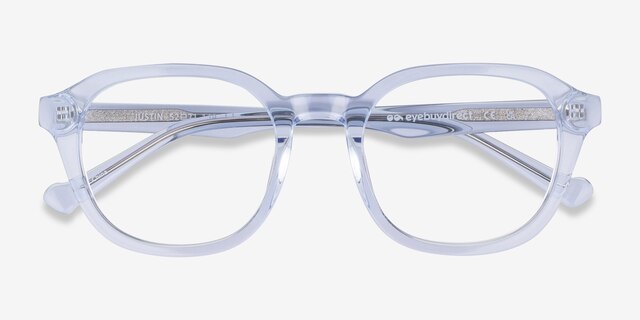 Justin Clear Blue AcetateEyeglass Frames from EyeBuyDirect, Closed View