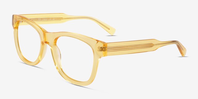 Abe Clear Yellow AcetateEyeglass Frames from EyeBuyDirect, Angle View