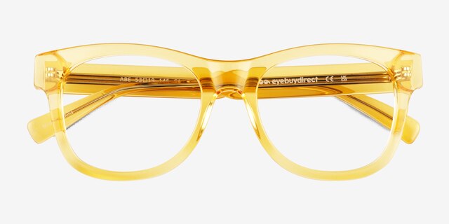 Abe Clear Yellow AcetateEyeglass Frames from EyeBuyDirect, Closed View