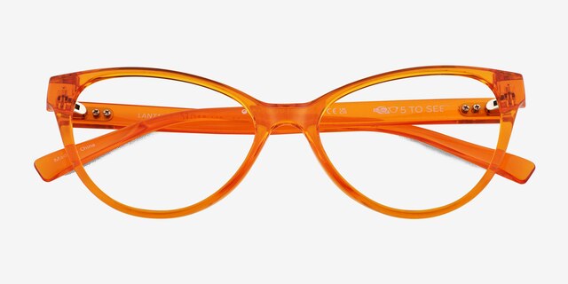 Lantana Clear Orange PlasticEyeglass Frames from EyeBuyDirect, Closed View