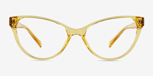Lantana Clear Yellow PlasticEyeglass Frames from EyeBuyDirect, Front View