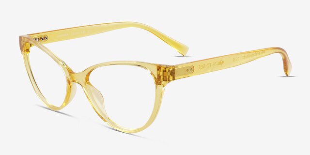 Lantana Clear Yellow PlasticEyeglass Frames from EyeBuyDirect, Angle View