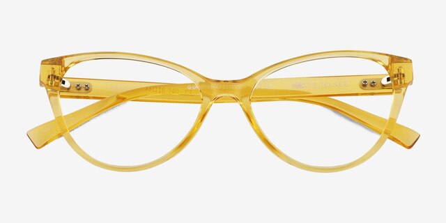 Lantana Clear Yellow PlasticEyeglass Frames from EyeBuyDirect, Closed View
