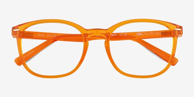 Aloe Clear Orange PlasticEyeglass Frames from EyeBuyDirect, Closed View