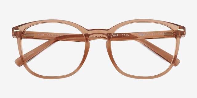 Aloe Clear Brown PlasticEyeglass Frames from EyeBuyDirect, Closed View