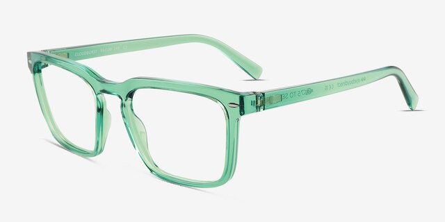 Cloudburst Clear Green PlasticEyeglass Frames from EyeBuyDirect, Angle View