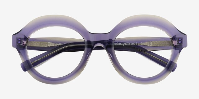 Magritte Clear Purple AcétateMontures de lunettes de vue d'EyeBuyDirect, Vue Rapprochée