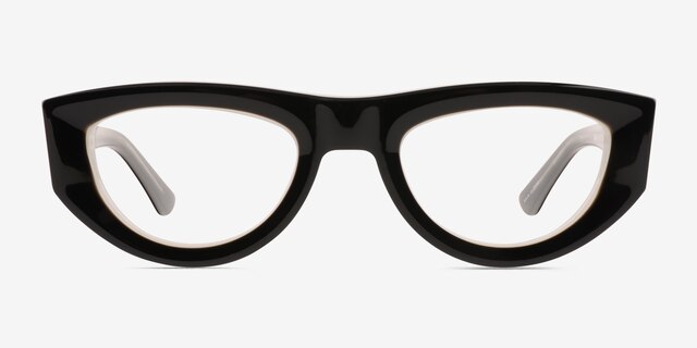 Miro Black White AcetateEyeglass Frames from EyeBuyDirect, Front View