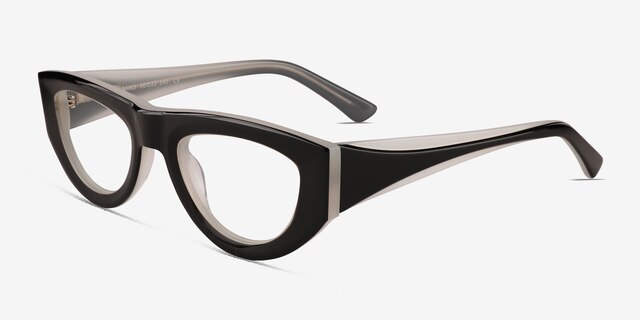 Miro Black White AcetateEyeglass Frames from EyeBuyDirect, Angle View