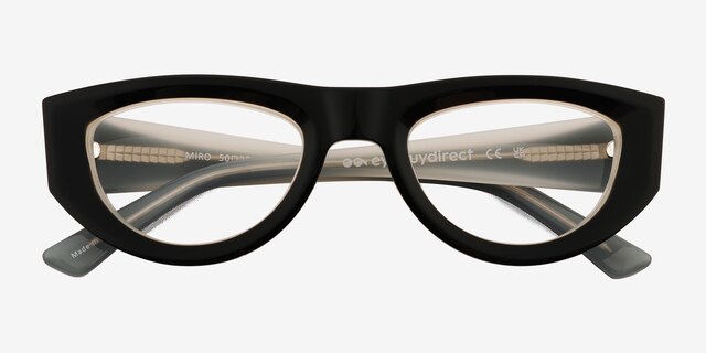 Miro Black White AcetateEyeglass Frames from EyeBuyDirect, Closed View
