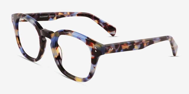 Duchamp Blue Tortoise AcetateEyeglass Frames from EyeBuyDirect, Angle View