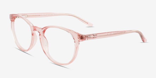 Bubbles Clear Pink PlasticEyeglass Frames from EyeBuyDirect, Angle View