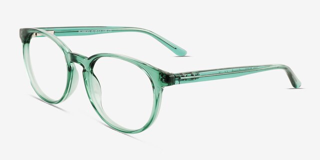 Bubbles Clear Green PlasticEyeglass Frames from EyeBuyDirect, Angle View