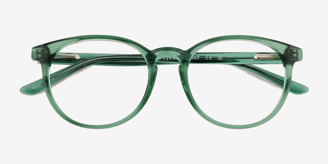 Bubbles Clear Green PlasticEyeglass Frames from EyeBuyDirect, Closed View