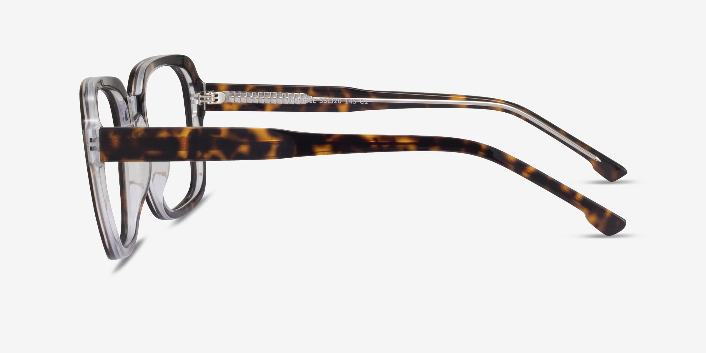 Trouble - Carré Tortoise Clear Monture Lunettes de vue Pour Hommes