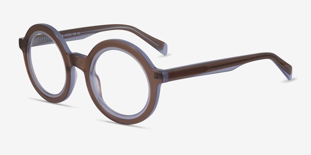 Ruckus Clear Brown AcetateEyeglass Frames from EyeBuyDirect, Angle View