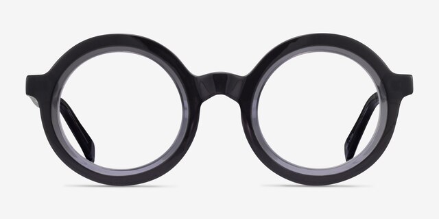 Ruckus Black Clear Gray AcetateEyeglass Frames from EyeBuyDirect, Front View