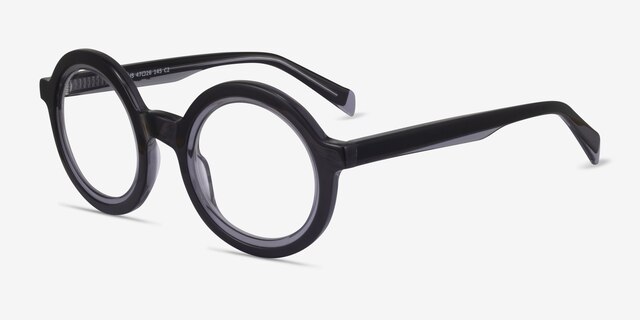 Ruckus Black Clear Gray AcetateEyeglass Frames from EyeBuyDirect, Angle View