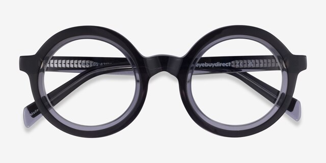 Ruckus Black Clear Gray AcetateEyeglass Frames from EyeBuyDirect, Closed View