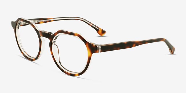 Discord Tortoise Clear AcetateEyeglass Frames from EyeBuyDirect, Angle View