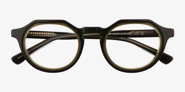 Discord Clear Green AcétateMontures de lunettes de vue d'EyeBuyDirect, Vue Rapprochée
