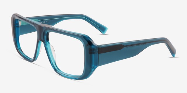 Risk Clear Blue AcetateEyeglass Frames from EyeBuyDirect, Angle View