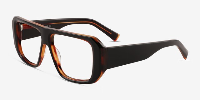 Risk Black Tortoise AcetateEyeglass Frames from EyeBuyDirect, Angle View
