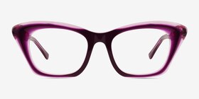 Havoc Clear Purple Acétate Montures de lunettes de vue d'EyeBuyDirect, Vue de Face