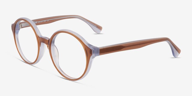Vex Clear Brown Blue AcetateEyeglass Frames from EyeBuyDirect, Angle View