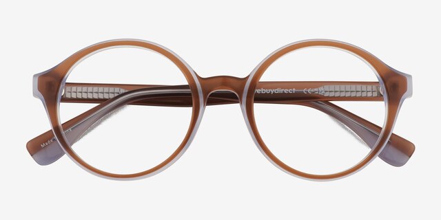 Vex Clear Brown Blue AcetateEyeglass Frames from EyeBuyDirect, Closed View