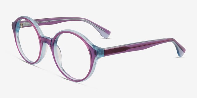 Vex Clear Purple Blue AcetateEyeglass Frames from EyeBuyDirect, Angle View