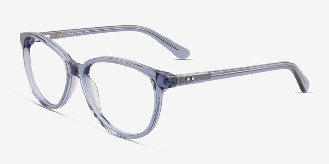 Hepburn Clear Blue AcetateEyeglass Frames from EyeBuyDirect, Angle View