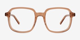 Gaston Clear Brown Acetate Eyeglass Frames from EyeBuyDirect, Front View