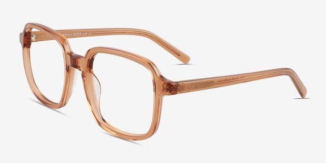 Gaston Clear Brown AcetateEyeglass Frames from EyeBuyDirect, Angle View