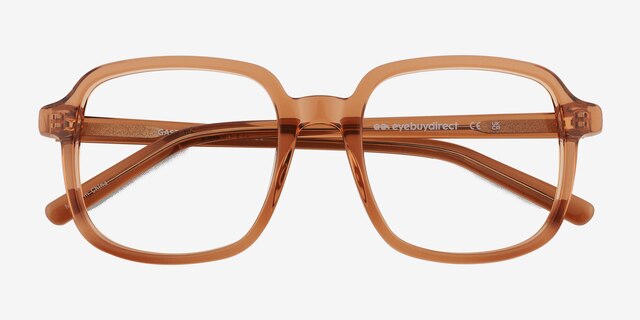 Gaston Clear Brown AcetateEyeglass Frames from EyeBuyDirect, Closed View