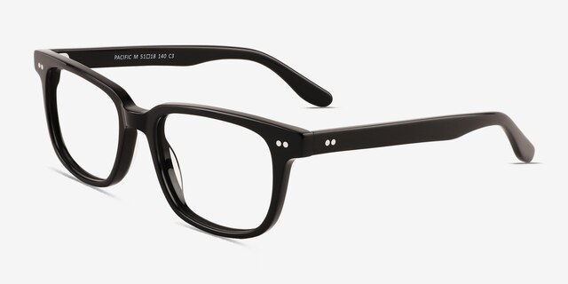 Pacific Black AcetateEyeglass Frames from EyeBuyDirect, Angle View