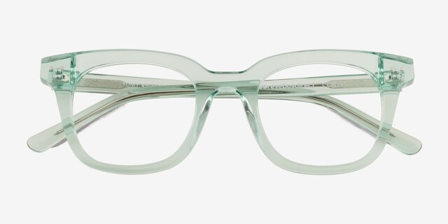 Romy Clear Green AcetateEyeglass Frames from EyeBuyDirect, Closed View