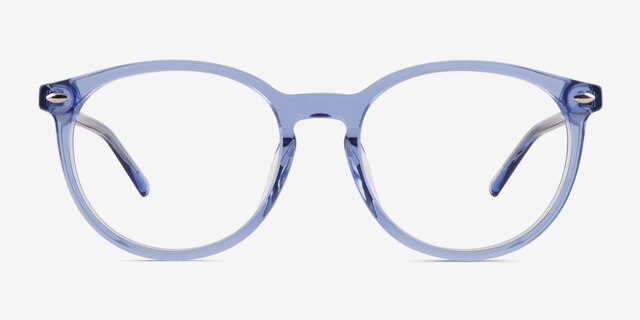 Lit Clear Blue AcetateEyeglass Frames from EyeBuyDirect, Front View
