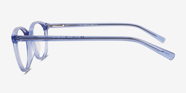 Lit Clear Blue AcetateEyeglass Frames from EyeBuyDirect, Side View
